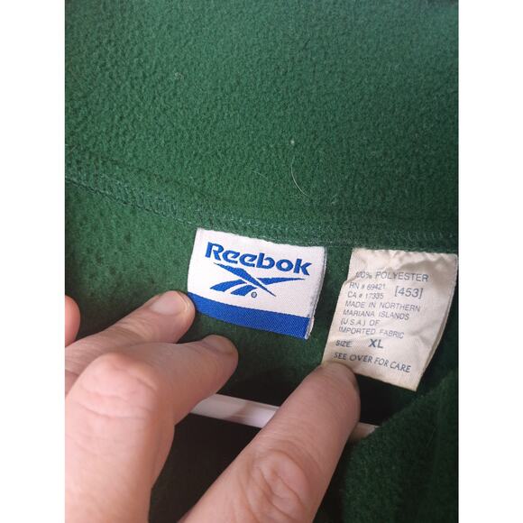 Vintage 90s Green Reebok Oversized Fleece Full Zip Sweatshirt Men's Size XL - Picture 3 of 5